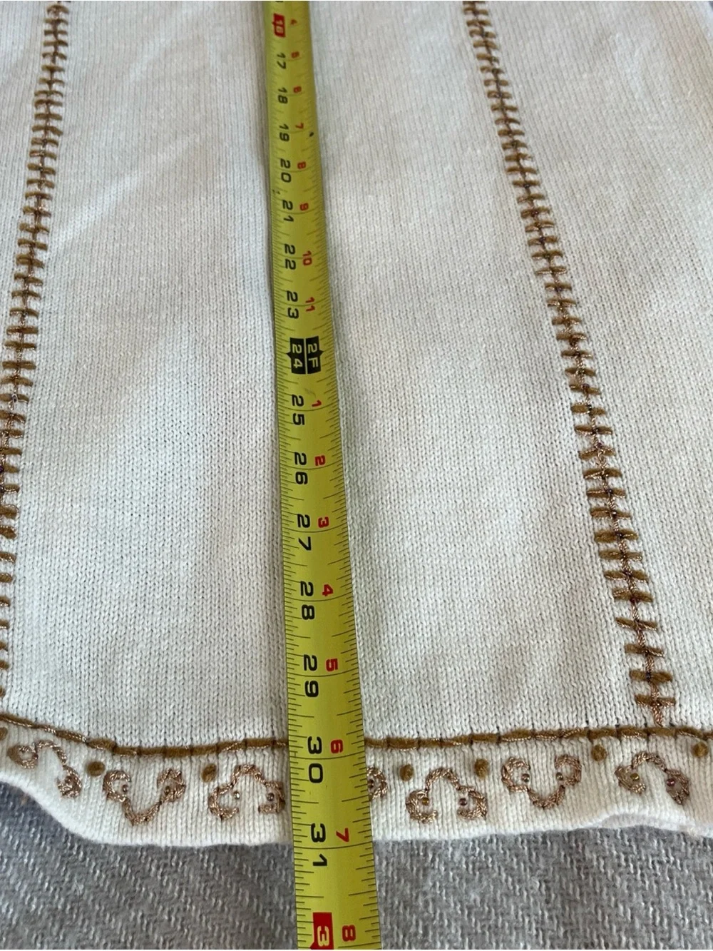 NWT Coldwater Creek Cardigan Embroidered Sz M Cream Gold Boho CottageCore Artsy